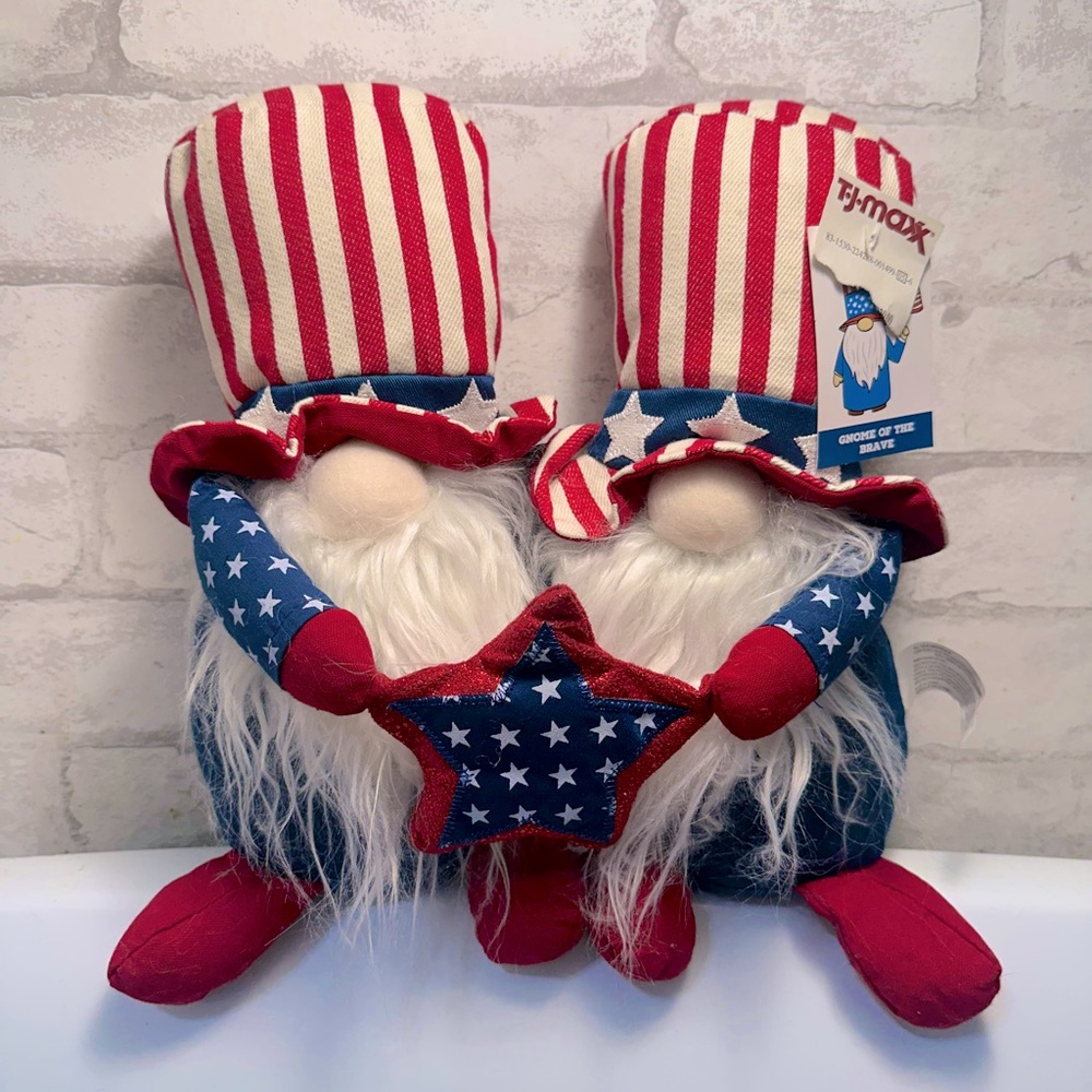 NWT Gnome of the Brave Americana Patriotic 4th of July USA Plush Stars + Stripes